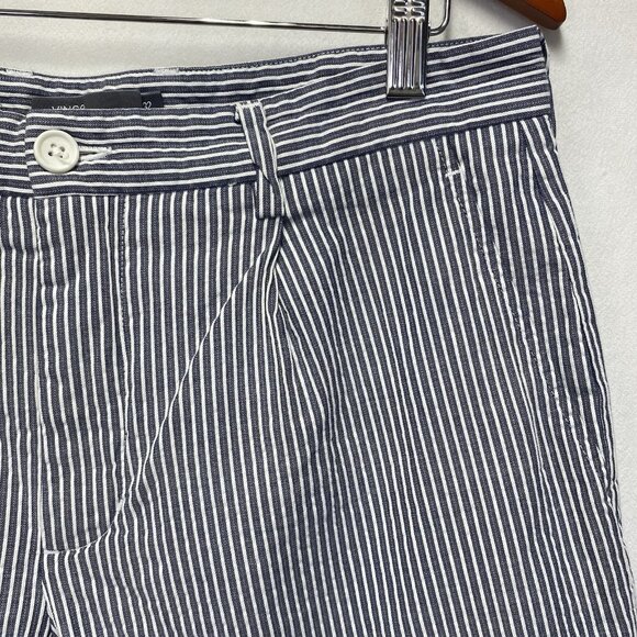 Vince Pleated Stripes Seersucker Shorts Mens Size 32 Gray-White Puckered Texture - Picture 15 of 16